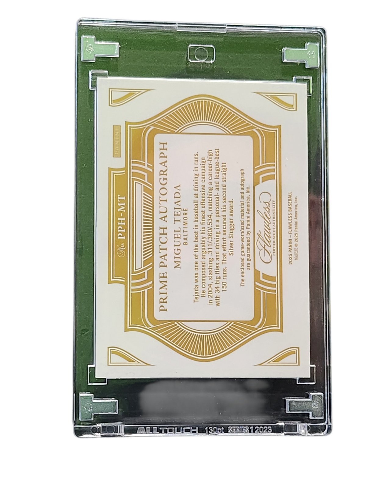 2025 Panini Flawless Miguel Tejada #PA-MT 06/25 Prime Patch Autograph
