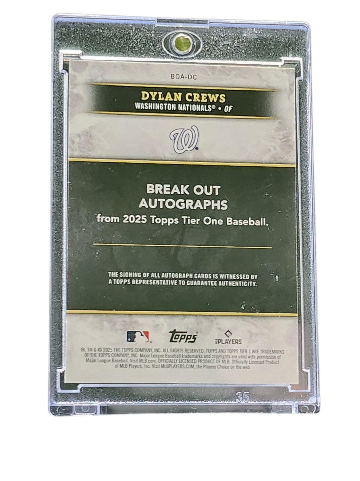 2025 Topps Tier One Baseball Dylan Crews #BOA-DC 14/99