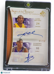 2008 Upper Deck SP Authentic Dual Auto Leandro Barbosa Kobe Bryant #ST-BB 01/10