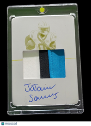 2025 Panini National  Ja'Tavion Sanders #182 Yellow Printing Plate Patch