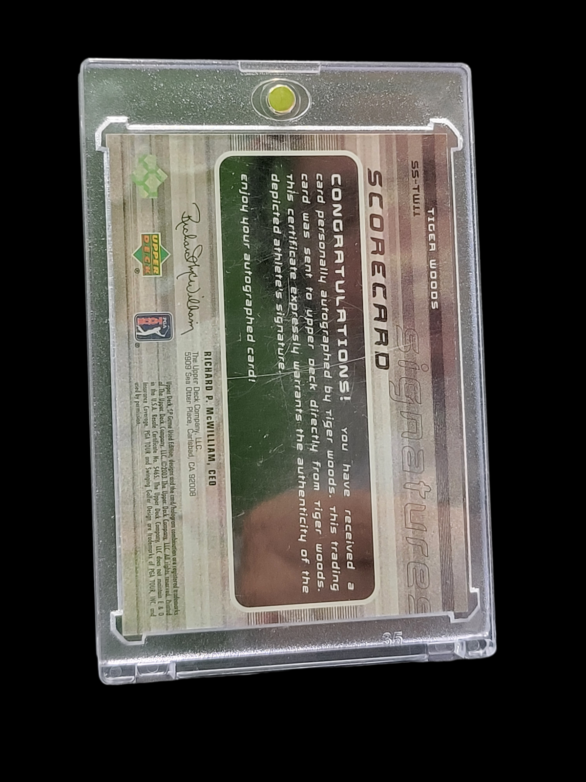 2003 Upper Deck SP Game Used  Signatures Tiger Woods #SS-TWII Authentic Auto