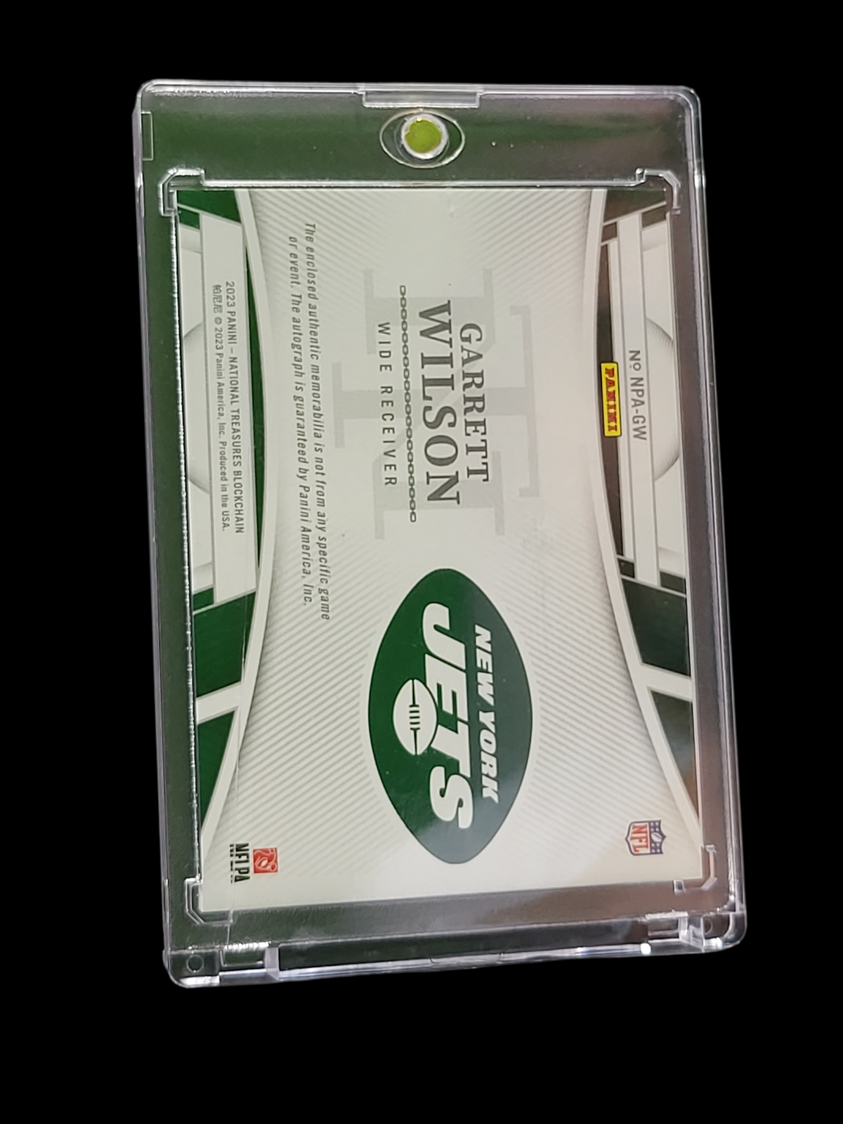 2023 Panini National Treasures Garrett Wilson #NPA-GW RC Patch