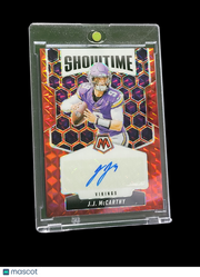 2025 Panini Mosaic Showtime J.J. McCarthy #SOS-JJM Red Prizm 097/199
