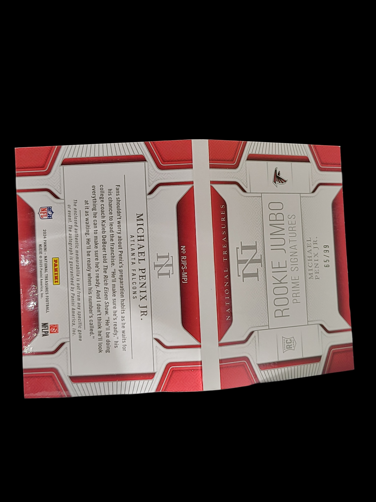 2024 Panini National  Michael Penix Jr. #RJPS-MPJ /99 Rookie Jumbo Prime  RC