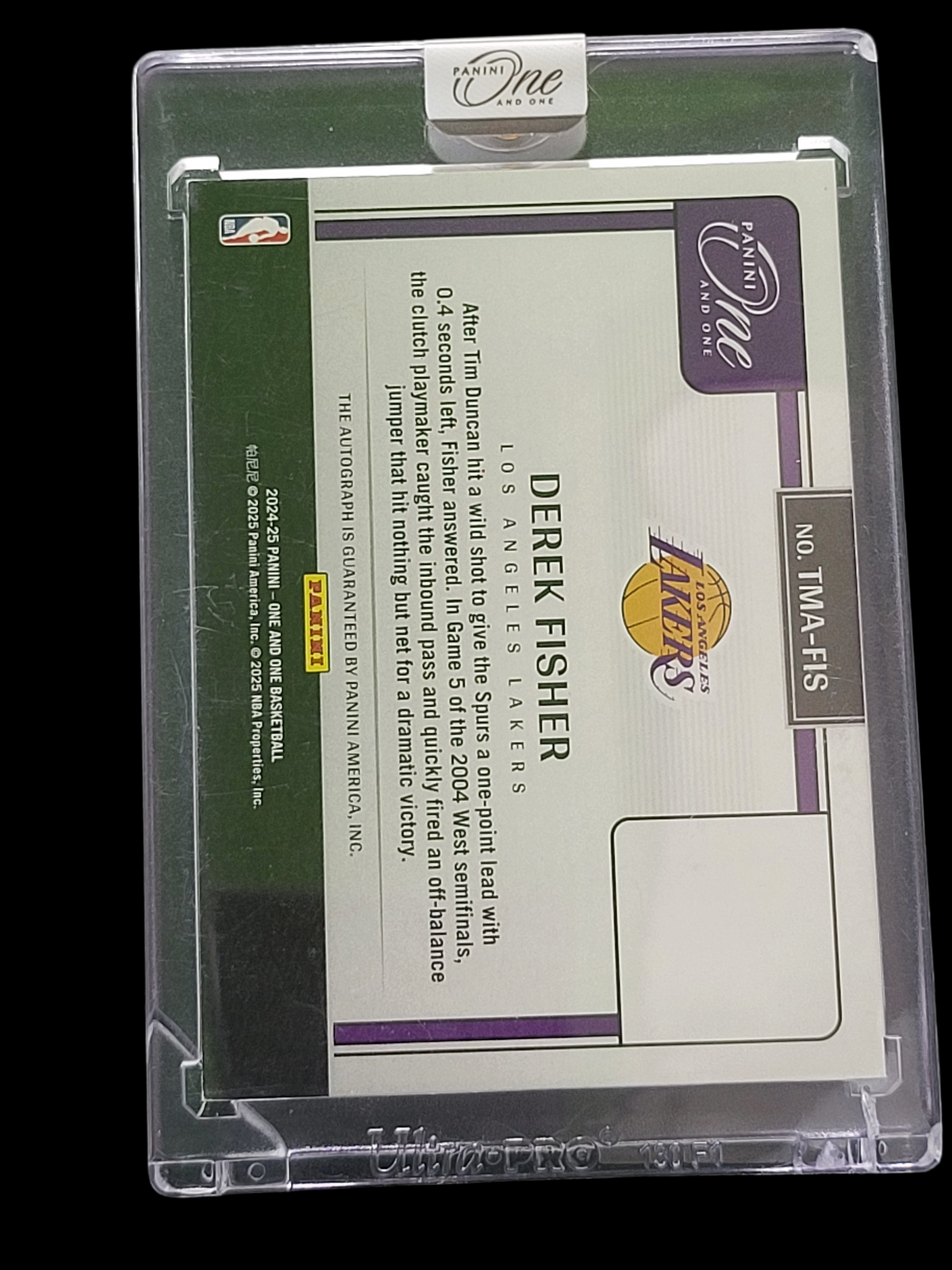 2025 Panini One and One Timeless Moments Derek Fisher #TMA-FIS