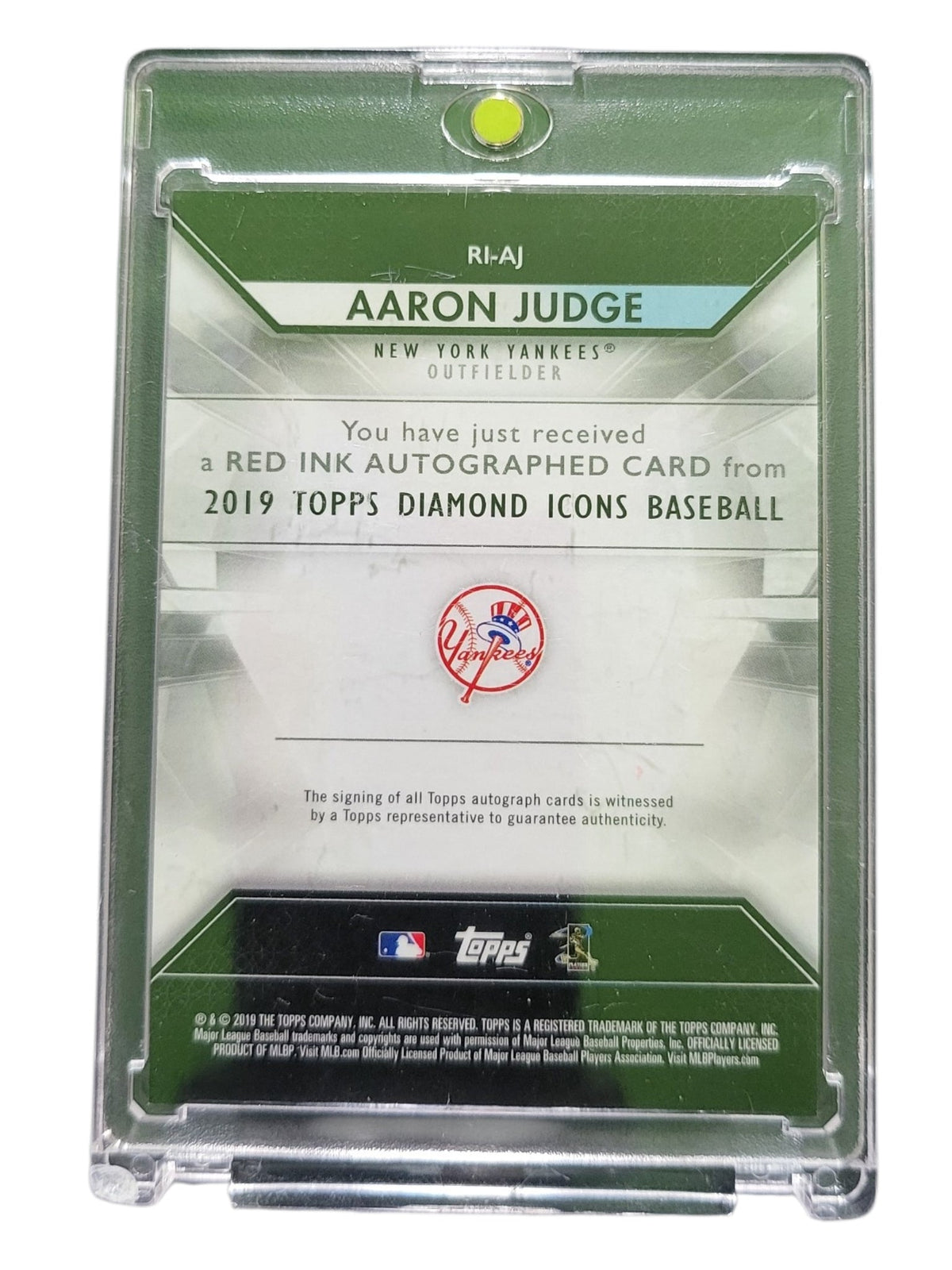 2019 Topps Diamond Icons Aaron Judge #RI-AJ Red Ink 02/10