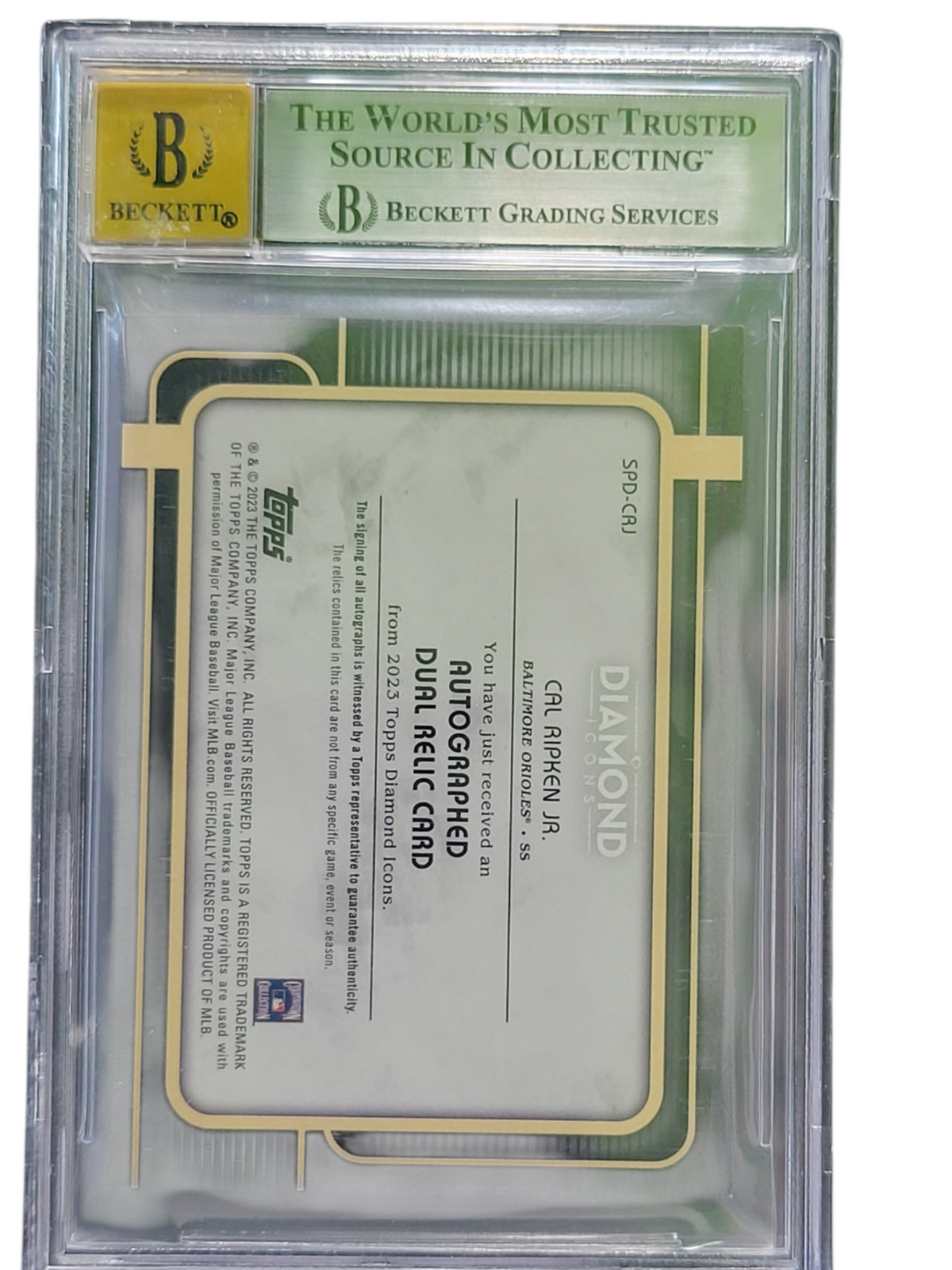 2023 Topps Diamond Icons Dual Relic Auto Red Cal Ripken Jr. #SPDCRJ  Auto 10