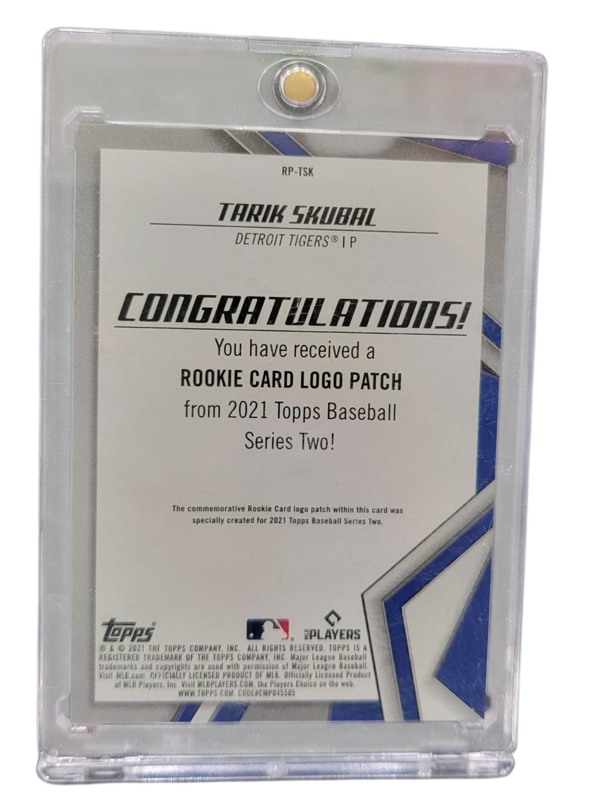 2021 Topps Baseball Series Two Tarik Skubal #RP-TSK Rookie Card Logo Patch RC