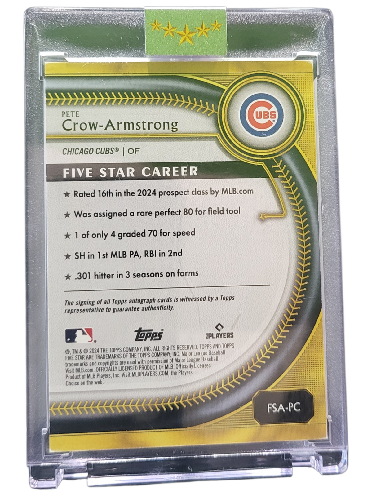 2024 Topps Five Star Pete Crow-Armstrong #FSA-PC Green 04/15
