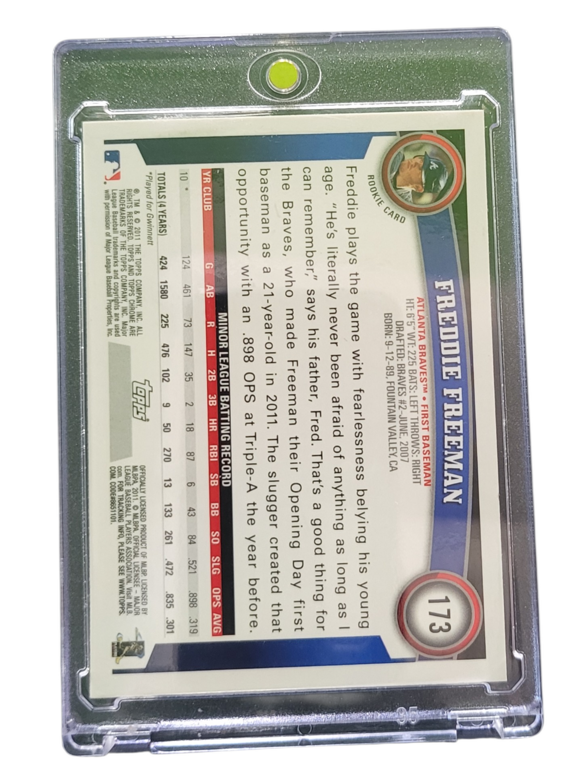 2011 Topps Chrome Freddie Freeman #173 Orange Refractor RC