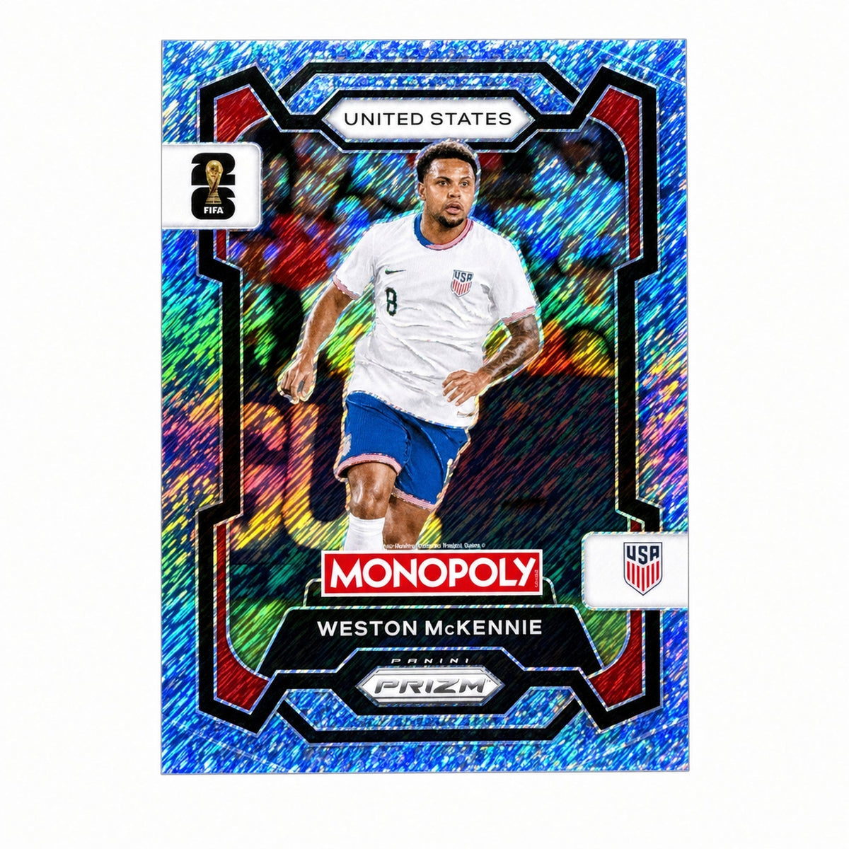 2026 Prizm Monopoly World Cup Weston McKennie #50 Blue Big Money Shimmer /10