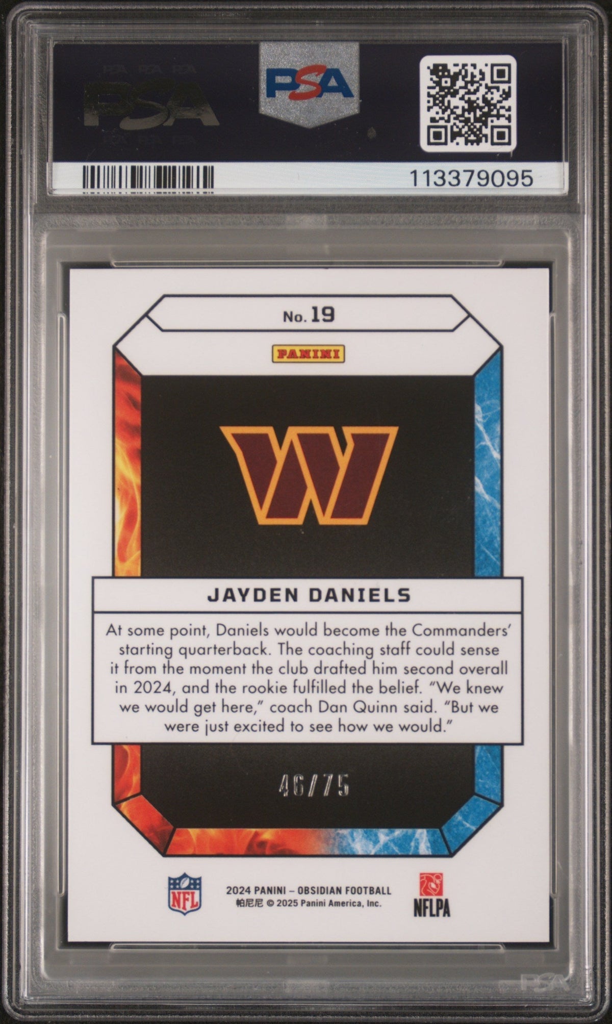 2024 Obsidian Fire and Ice Red Jayden Daniels #19 /75 PSA 10