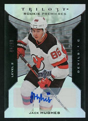 2019 Upper Deck Trilogy 116 Jack Hughes Rookie Premieres Rookie /999 New Jersey Devils Auto