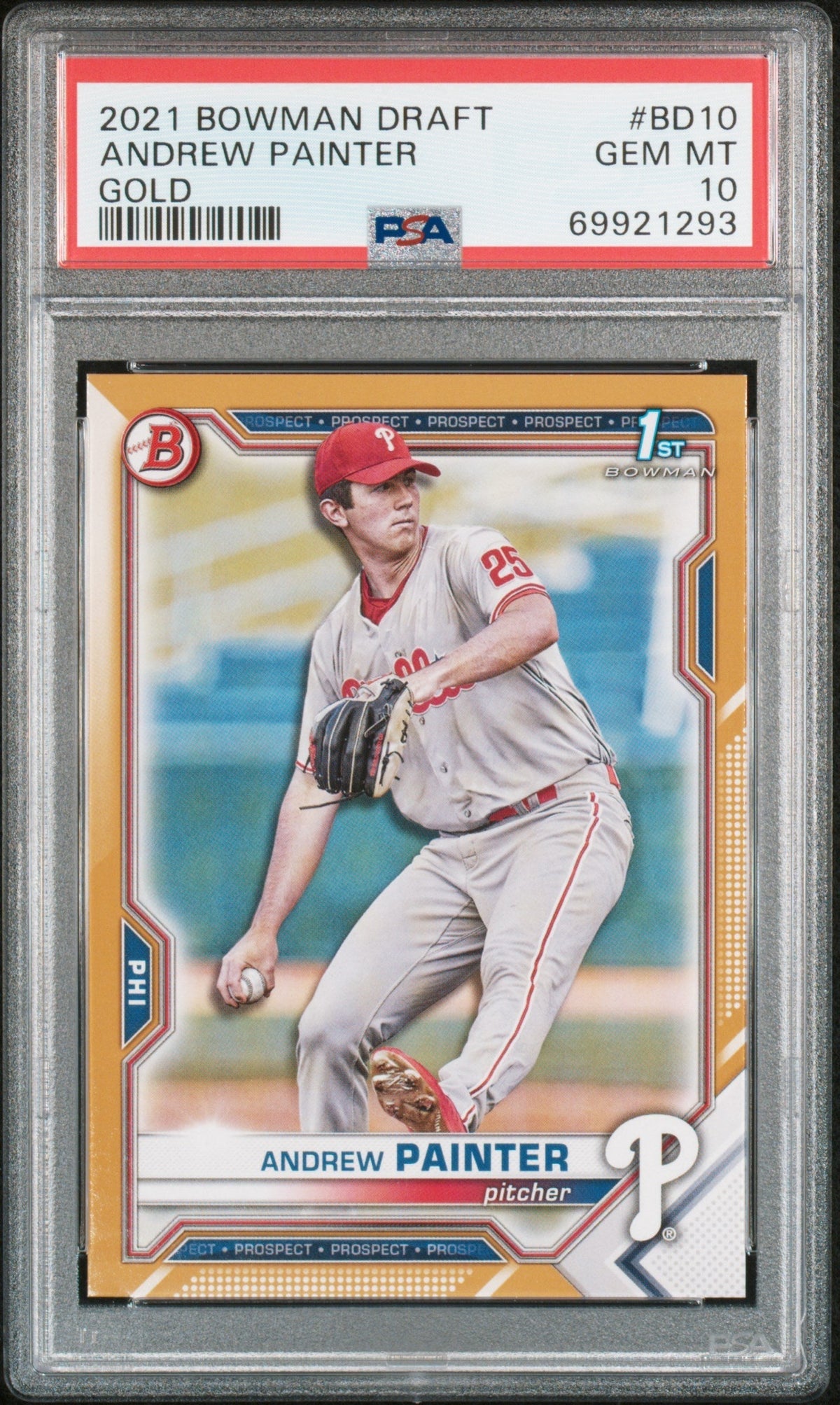 2021 Bowman Draft Gold Andrew Painter #BD10 /50 PSA 10