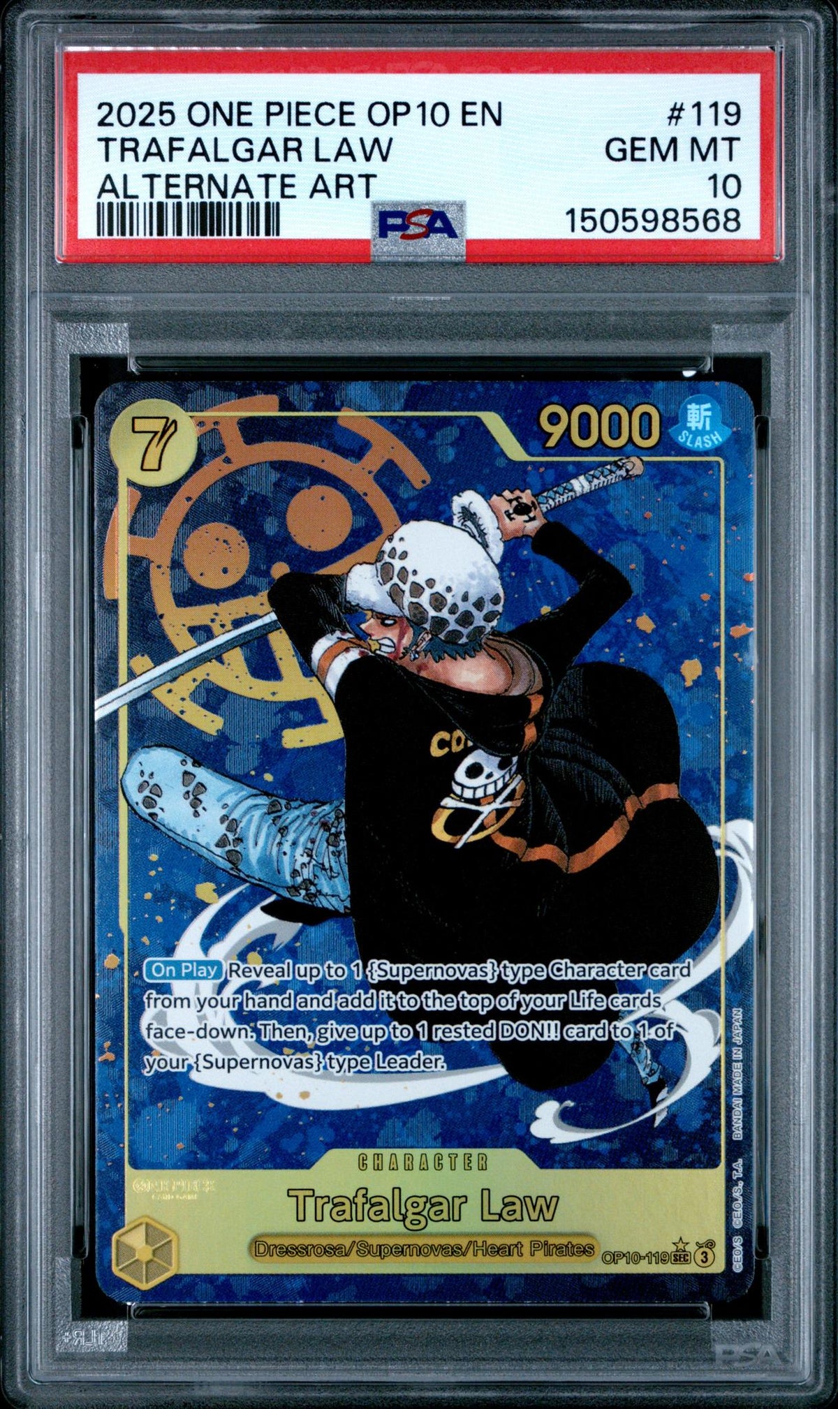 2025 One Piece Royal Blood Alternate Art Trafalgar Law #OP10-119 PSA 10