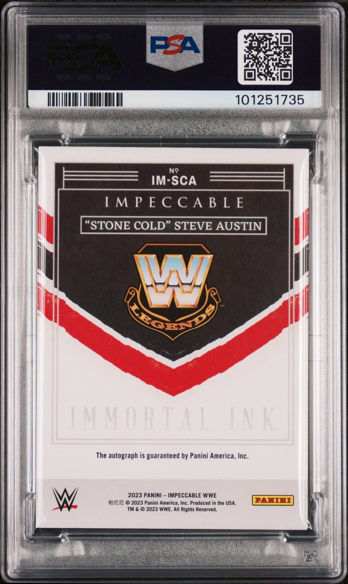 2023 Panini Impeccable WWE Immortal Ink Stone Cold Steve Austin #IMSCA /99 PSA 9