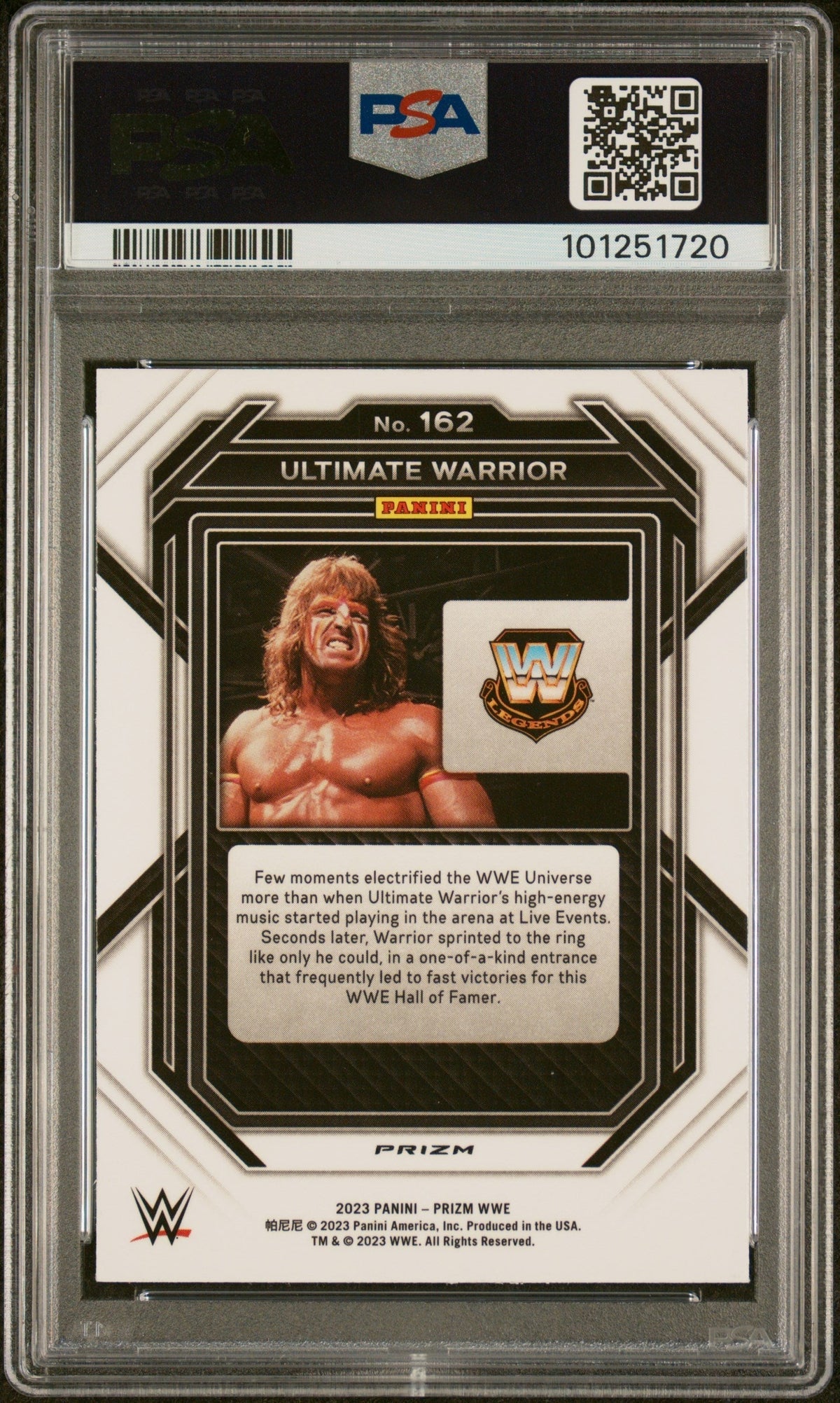2023 Panini Prizm WWE White Sparkle Ultimate Warrior #162 PSA 10