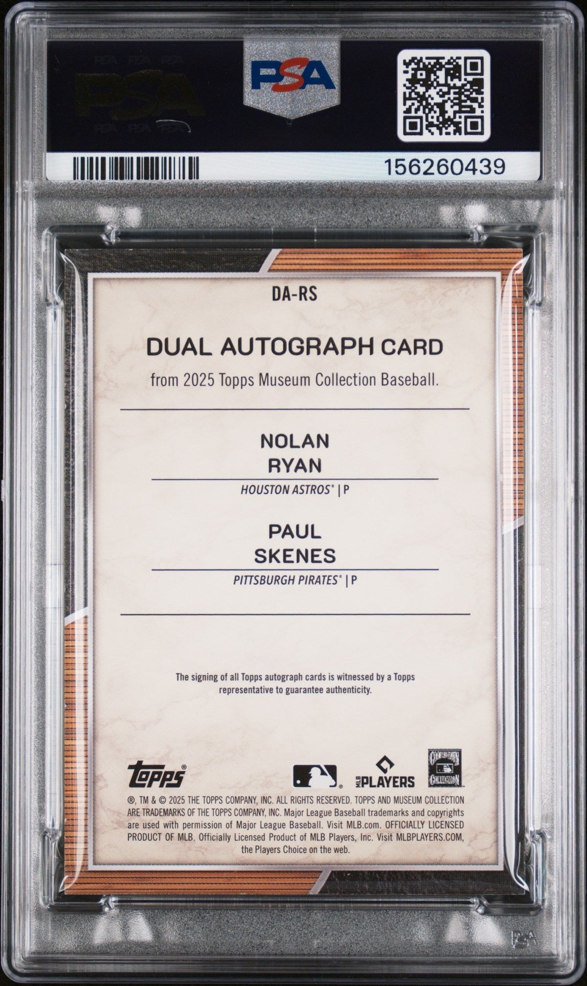 2025 Topps Museum Collection Dual On-Card Autographs Ryan/Skenes #RS /25 PSA 6
