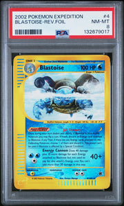 2002 Pokemon Expedition Reverse Holo Blastoise #4 PSA 8