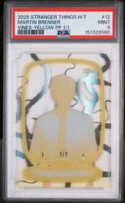 2025 Topps Stranger Things High Tek Vines-Yellow Printer Proof 1/1 Martin Brenner #12 PSA 9