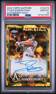 2024 Topps Chrome Sapphire Chrome Sapphire Autographs Autograph-Gold Tyler Soderstrom #CSATS /50 PSA 10