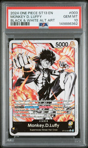 2024 One Piece Starter Deck 13 the Three Brothers Ultra Deck Black and White Alternate Art Monkey D. Luffy #ST13003 PSA 10