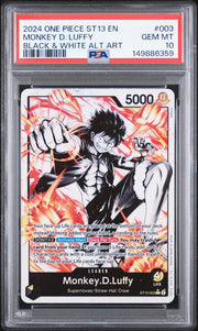 2024 One Piece Starter Deck 13 the Three Brothers Ultra Deck Black and White Alternate Art Monkey D. Luffy #ST13003 PSA 10