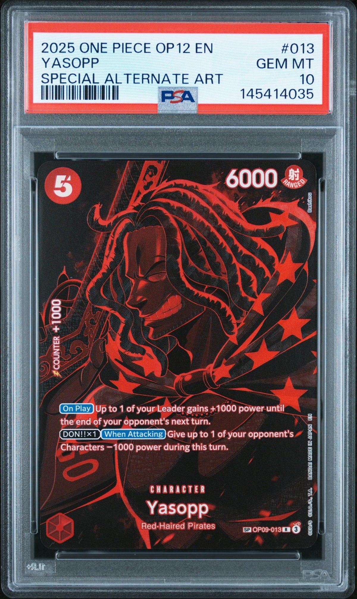 2025 One Piece Legacy of the Master Special Alternate Art Yasopp #OP09-013 PSA 10