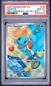 2026 Pokemon Mega Evolution Black Star Promo First Partner Illustration Collection Squirtle #039 PSA 10