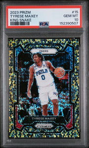 2023 Panini Prizm King Snake Tyrese Maxey #15 PSA 10