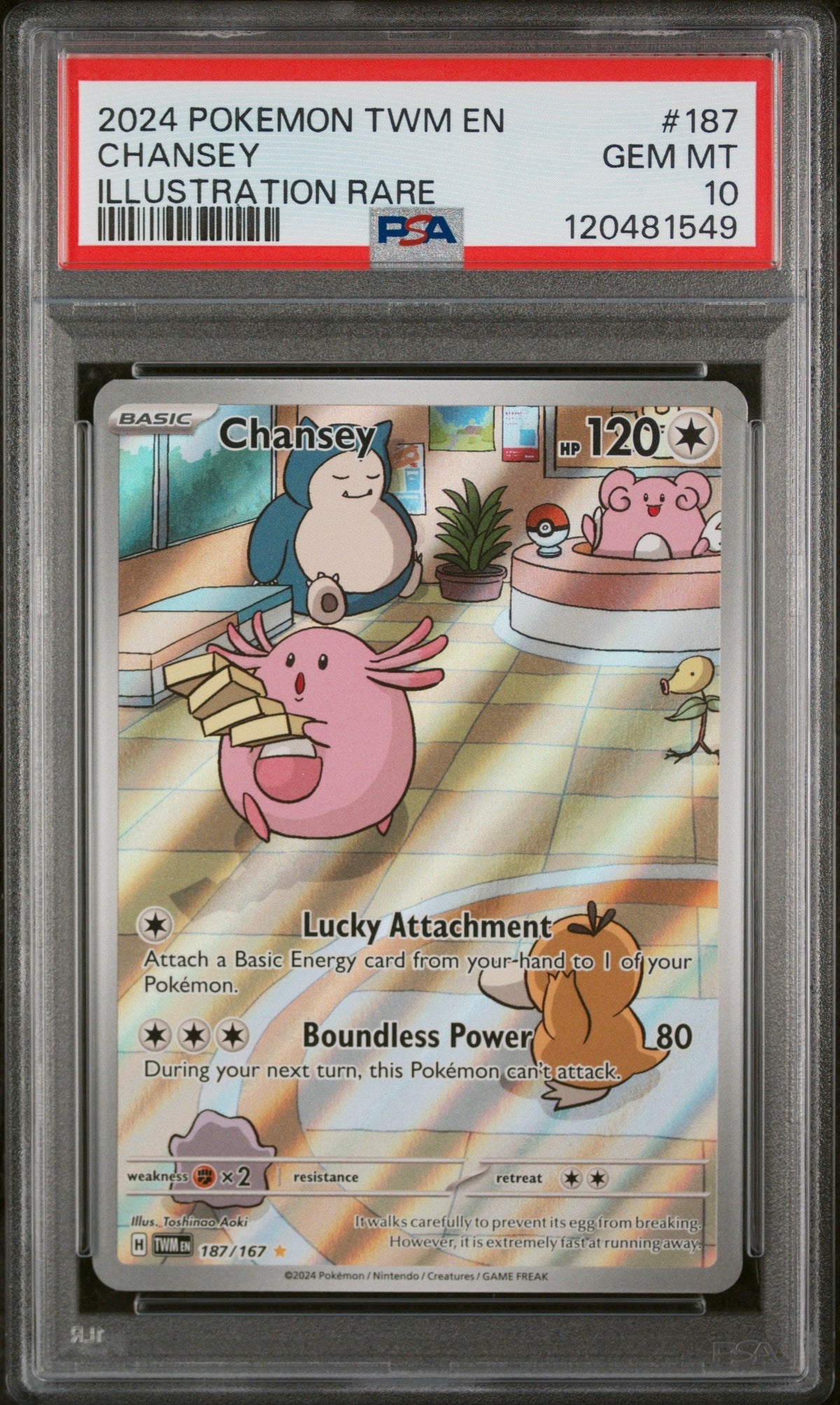 2024 Pokemon Scarlet and Violet Twilight Masquerade Illustration Rare Chansey #187 PSA 10