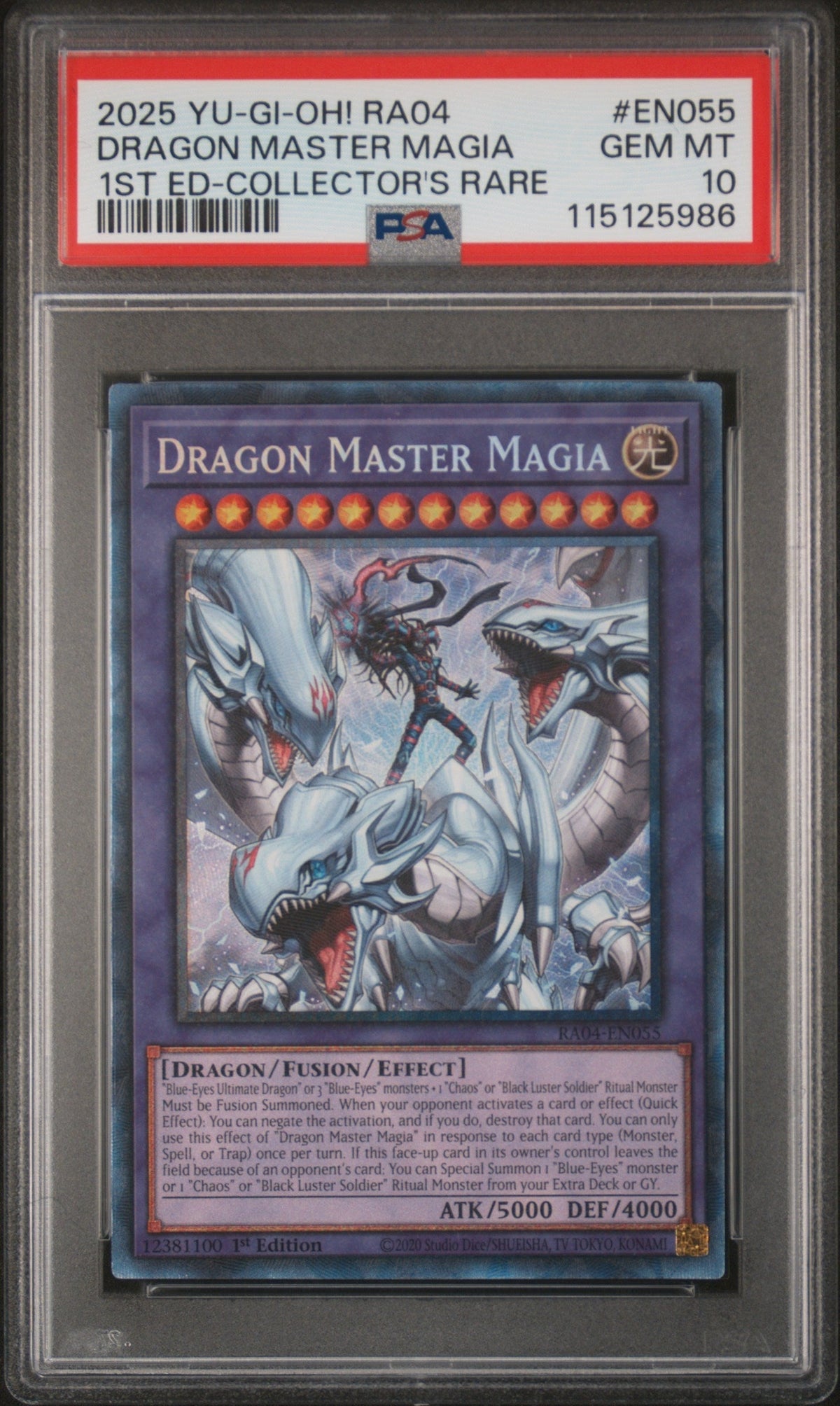 2025 Yu-Gi-Oh! Ra04-Quarter Century Stampede 1st Edition-Collector's Rare Dragon Magia Master #EN055 PSA 10