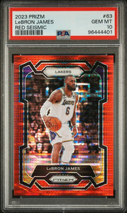 2023 Panini Prizm Red Seismic LeBron James #63 /299 PSA 10