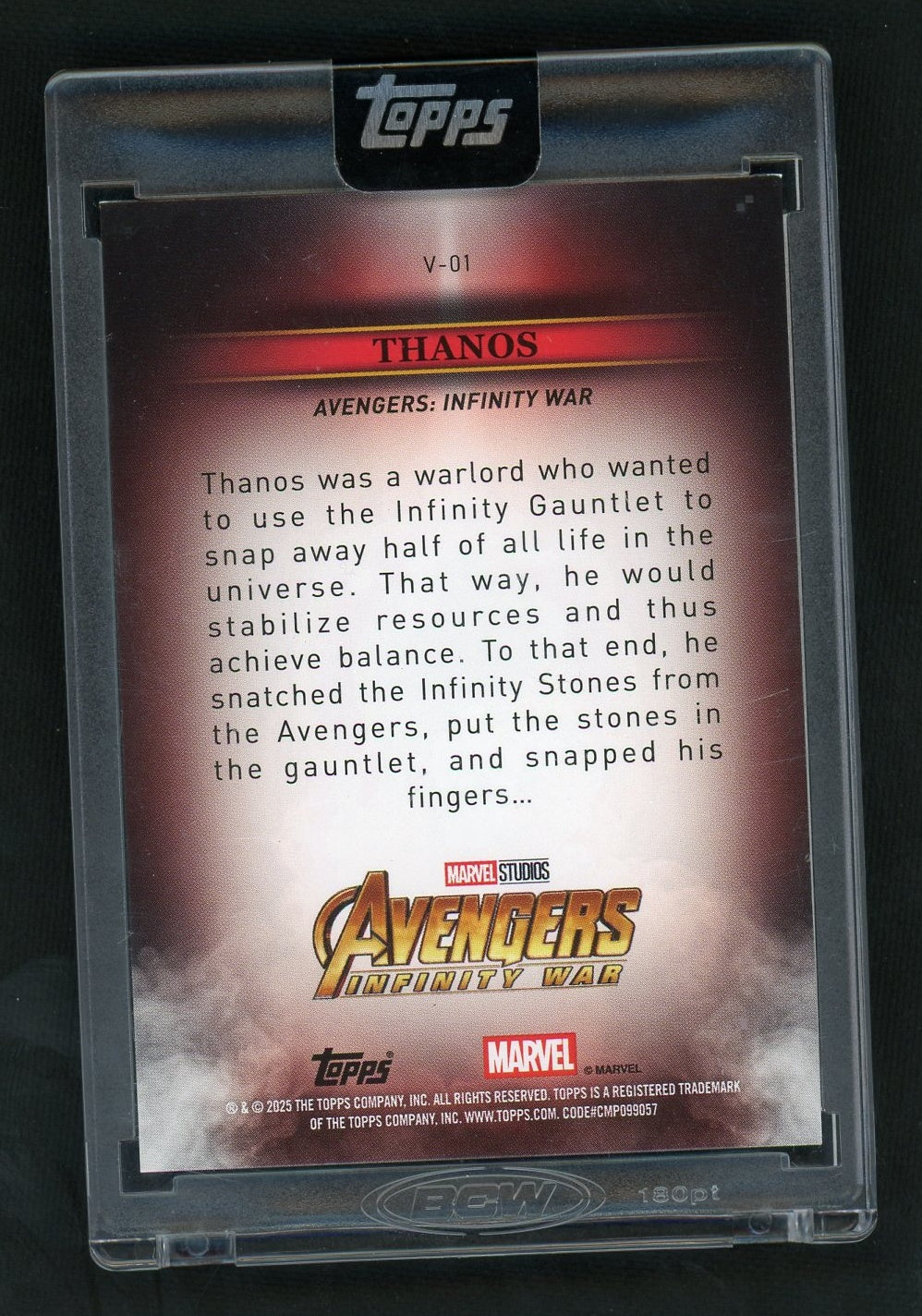 2025 Topps V-01 Thanos Avengers: Infinity War VG