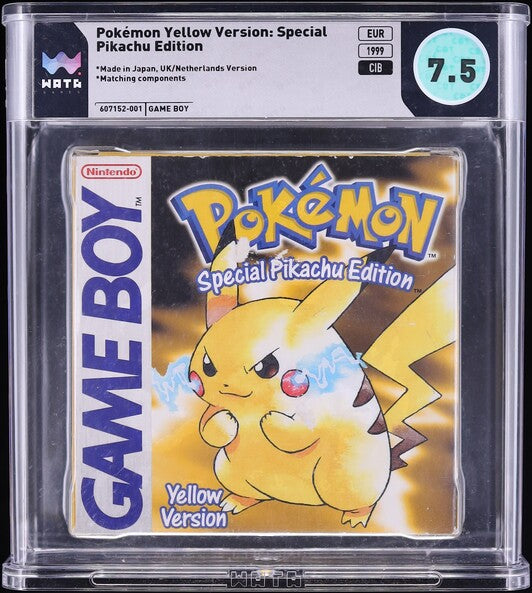 1999 POKEMON YELLOW VERSION NINTENDO GAME BOY GB WATA 7.5 CIB
