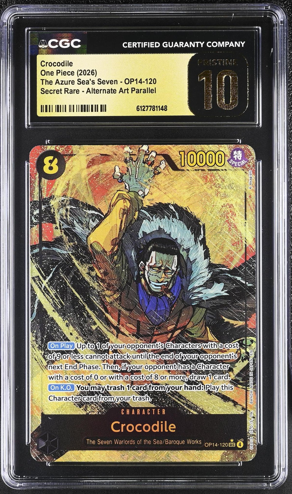 2026 One Piece #OP14-120 Crocodile The Azure Sea's Seven CGC 10