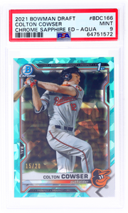 2021 Bowman Draft Chrome Sapphire Colton Cowser #BDC166 /20 PSA 9