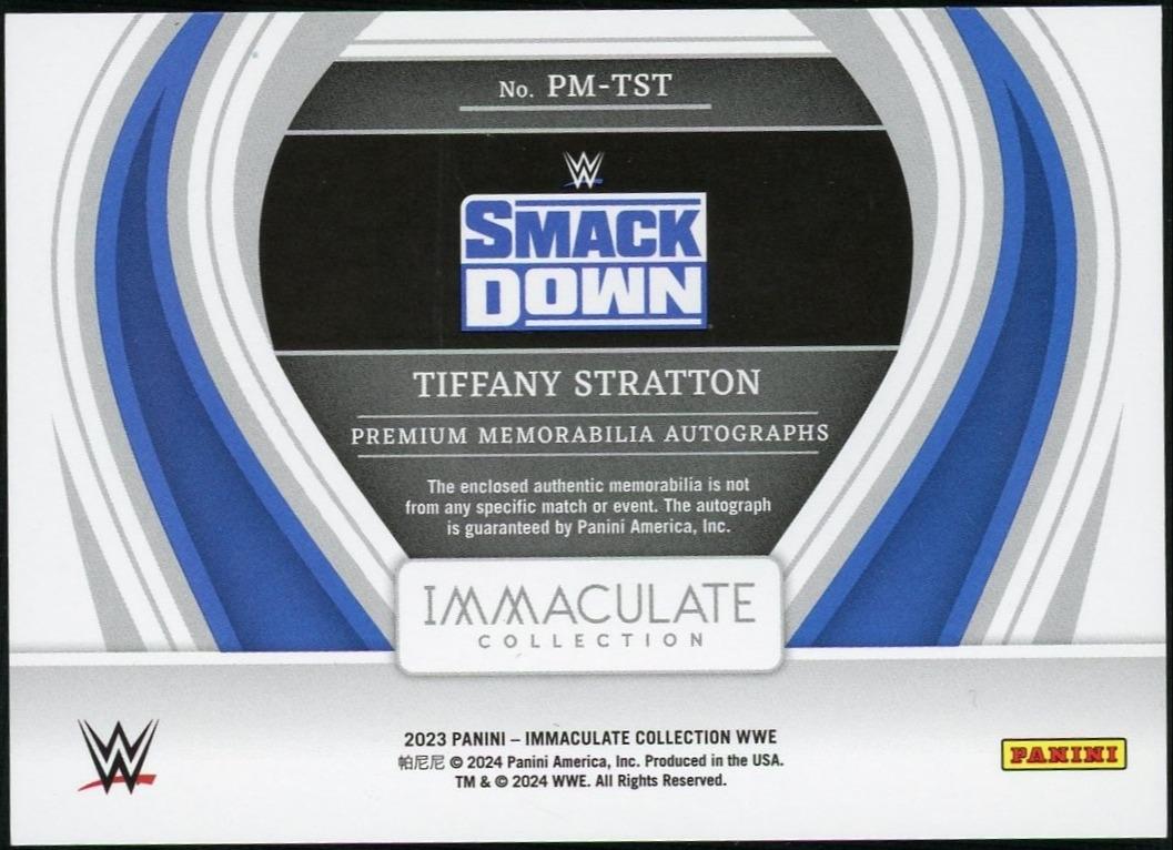 2023 Immaculate WWE PM-TST Tiffany Stratton Premium Relic Auto /99