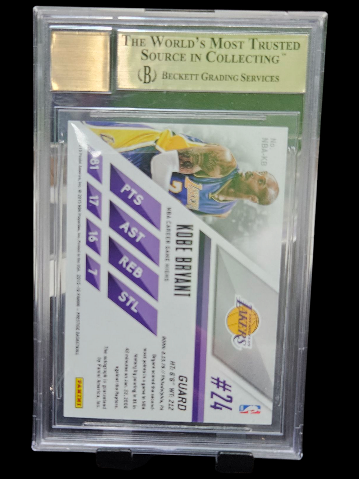 2015 Prestige Stars of the NBA Signatures Kobe Bryant #45 /25 BGS 9.5 Auto 10