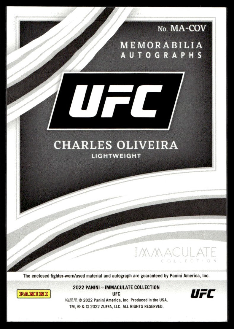 2022 Panini Immaculate Collection MA-COV Charles Oliveira Memorabilia Autographs /5