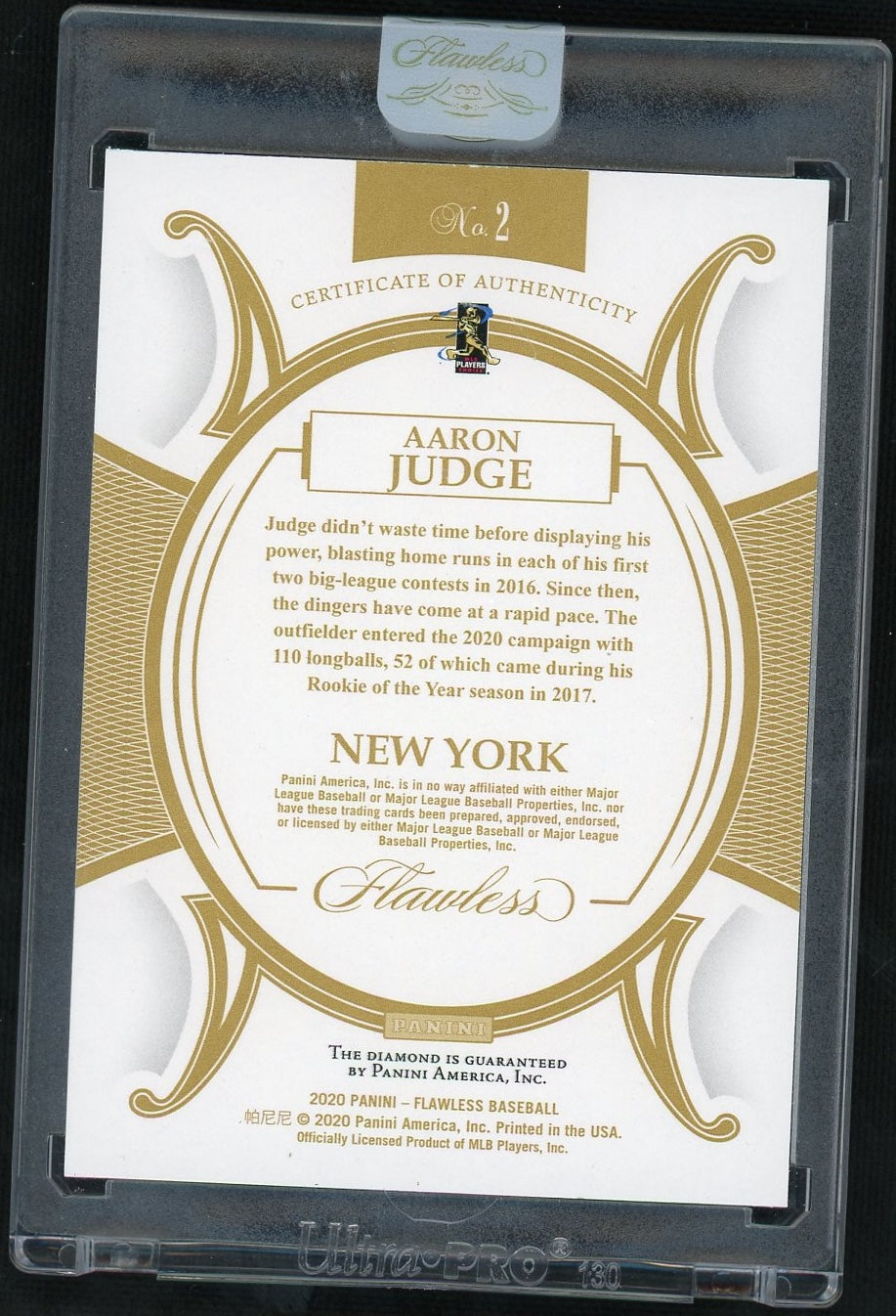 2020 Panini Flawless Aaron Judge Diamond /10