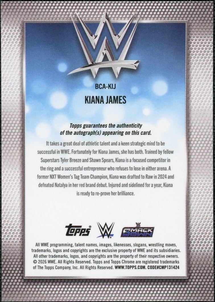 2026 Topps Chrome WWE BCA-KIJ Kiana James Auto 02/10