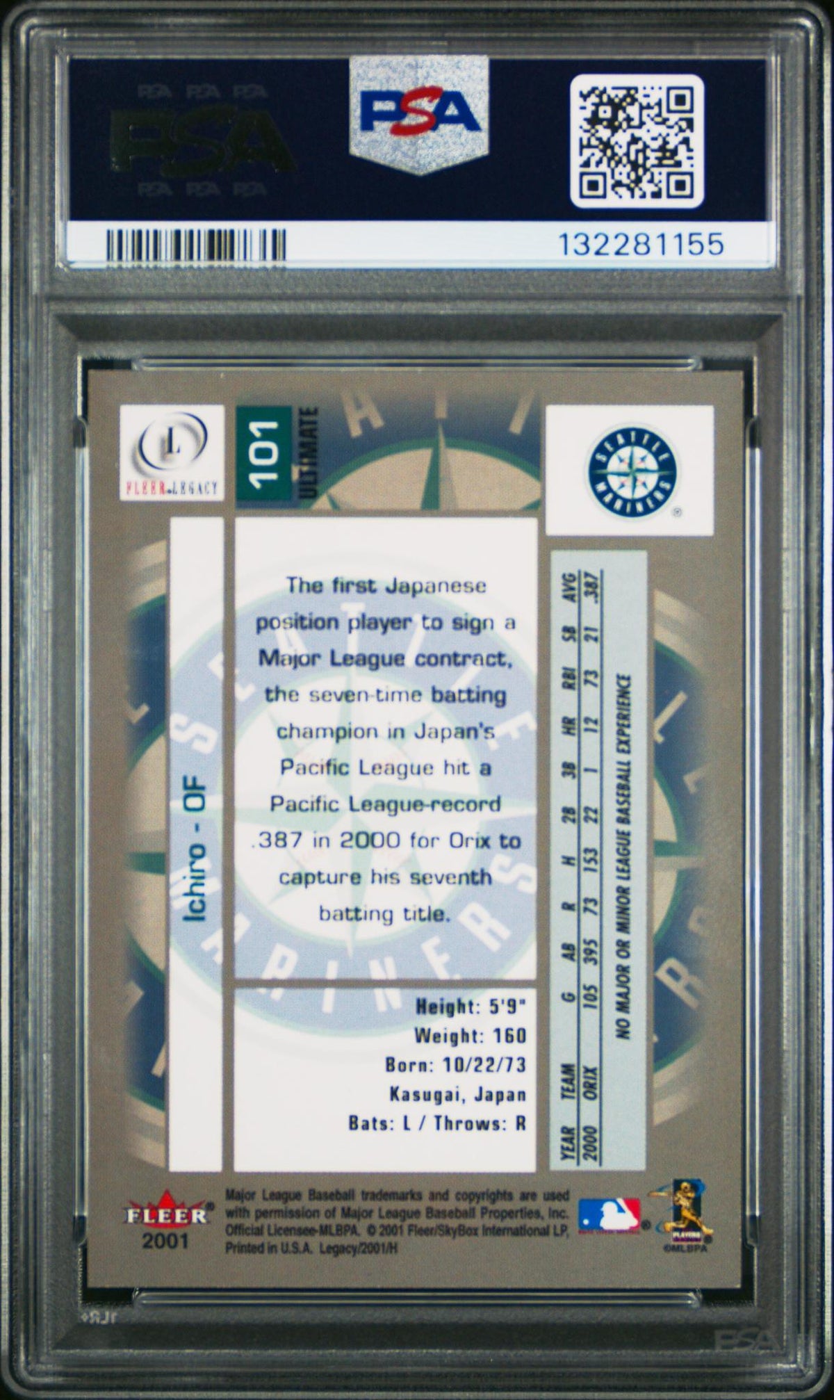 2001 Fleer Legacy Ultimate Legacy Ichiro #101 /250 PSA 9 132281155