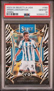 2023 Panini Select La Liga Zebra Arsen Zakharyan #180 /25 PSA 10