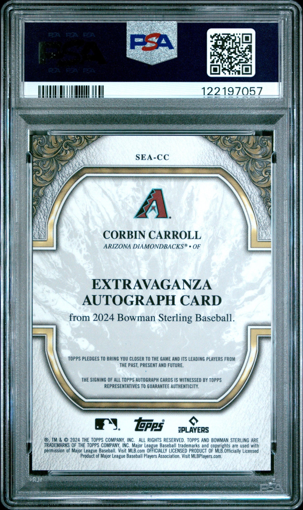2024 Bowman Sterling Sterling Extravaganza Auto Corbin Carroll PSA 9