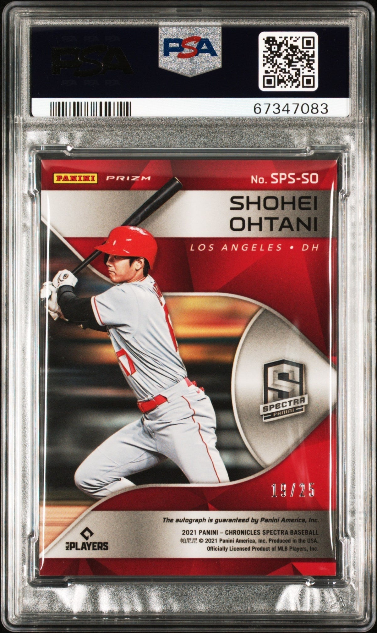 2021 Panini Spectra Spectra Signatures Shohei Ohtani #SPSSO Neon Blue PSA 9
