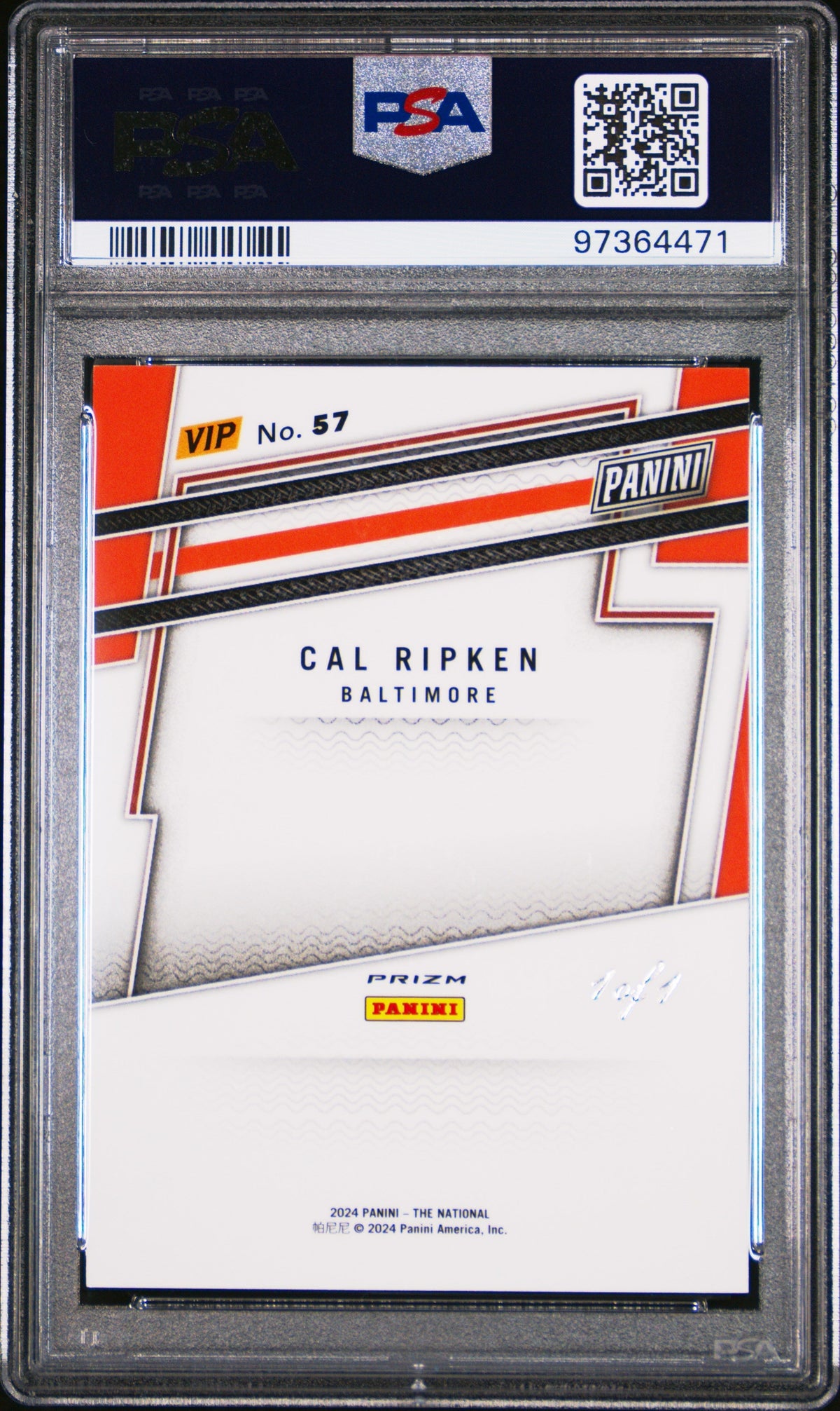 2024 Panini National Sports Collectors Vip Gold Cal Ripken #57 Black 1/1 PSA 9