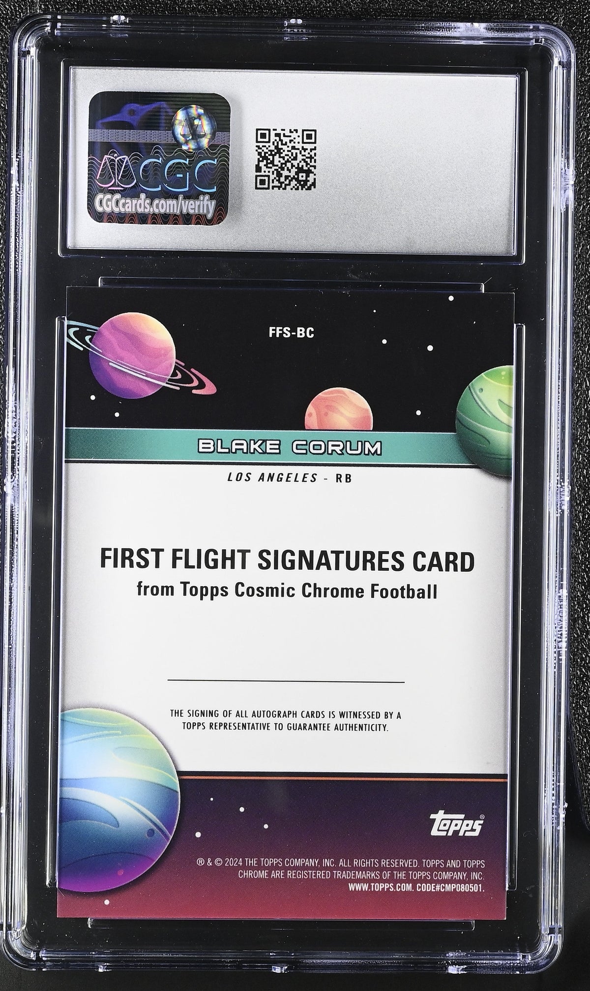 2024 Topps Cosmic  Blake Corum #FFS-BC Black Eclipse /10   CGC 10 Auto 10