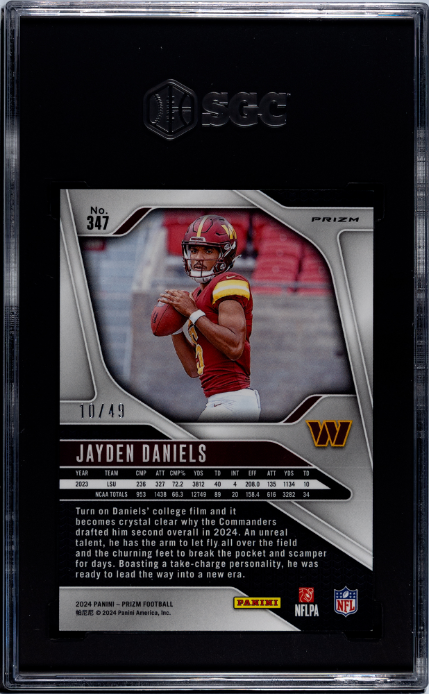 2024 Panini Prizm Jayden Daniels #347 Purple Power SGC 9
