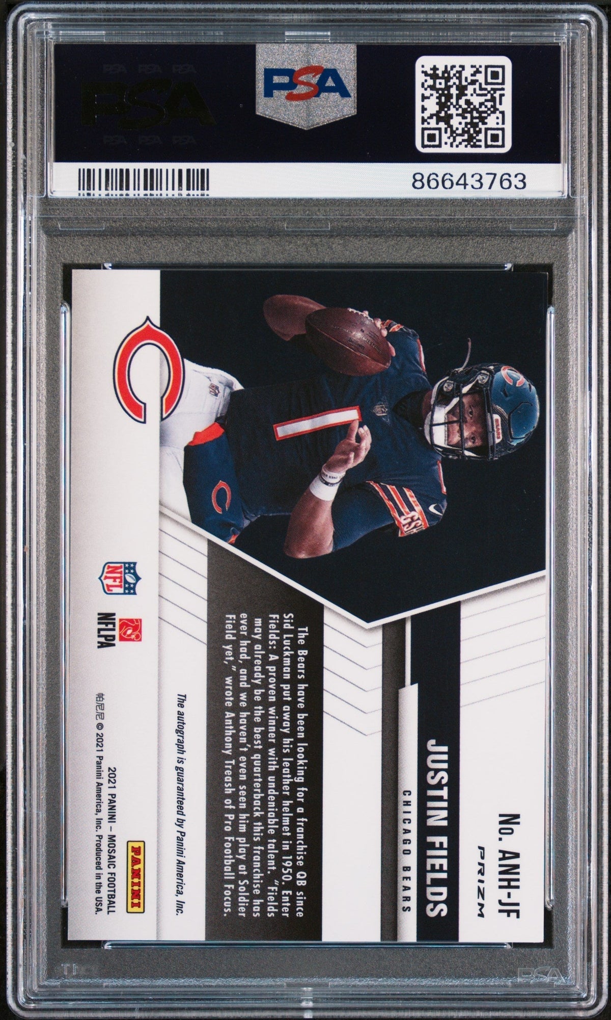 2021 Panini Mosaic Autographs No Huddle Justin Fields #ANHJF PSA 9